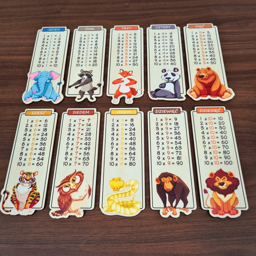 Drewniane karty - zwierzaki 10 szt.  - tabliczka mnożenia1.jpg