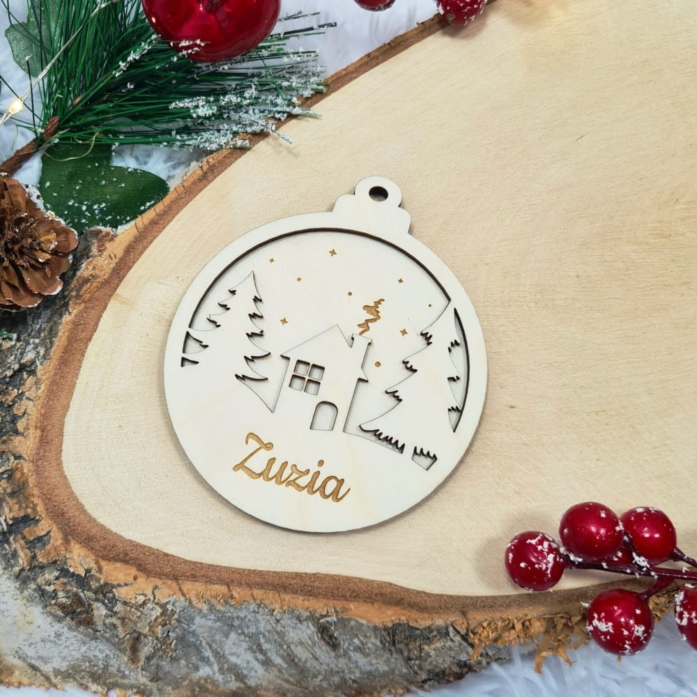 Drewniana BOMBKA z Imieniem Domek Świąteczny 1.jpg