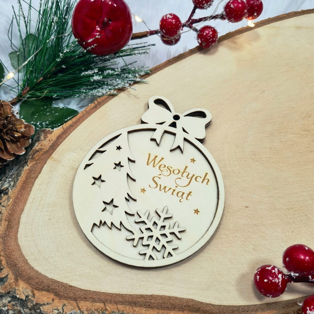 Drewniana BOMBKA z Imieniem Śnieżynka 1.jpg