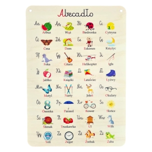 Abecadło - drewniana tablica edukacyjna - alfabet