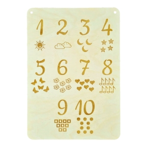 Tabliczka do nauki liczenia drewniana CYFRY LICZBY