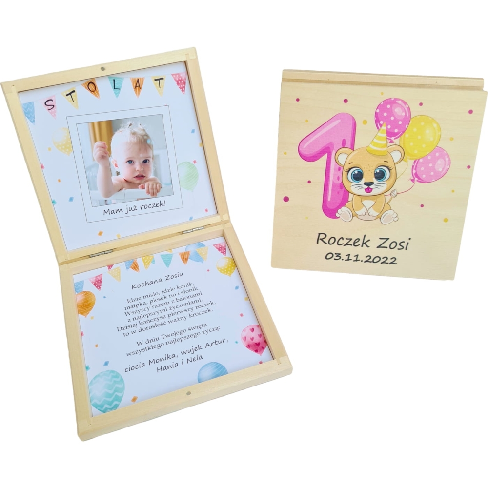 Prezent na roczek pamiątka pudełko na pieniądze ze zdjęciem.jpg