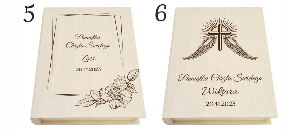 Pamiątka Chrztu Świętego grawerowane pudełko Prezent na Chrzest Święty Biblia 6 wzorów.jpg