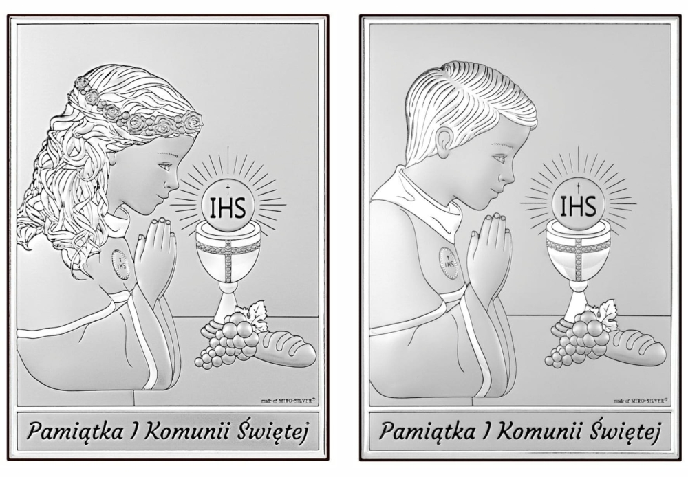 Zestaw komunijny personalizowane pudełko srebrny obrazek dla chłopca i dziewczynki.jpg