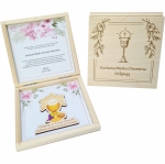 Podziękowanie dla Chrzestnych - Pierwsza Komunia Święta grawerowane pudełko magnes 4wzory