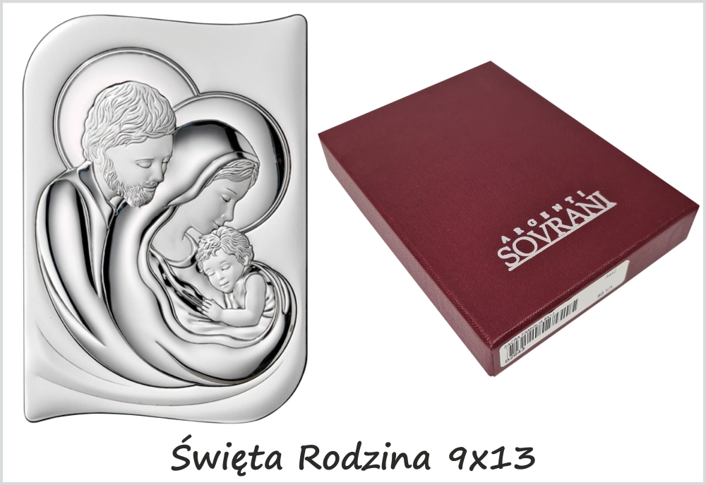 Prezent ślubny od Matki Chrzestnej Ojca Chrzestnego srebrny obrazek Święta Rodzina 9x13.jpg