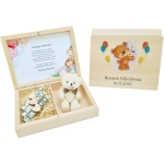 Prezent na roczek personalizowane pudełko z pluszowym misiem