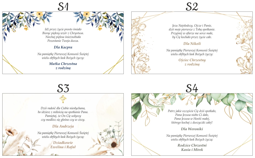Pamiątka Komunii personalizacja zielone liście różowe kwiaty.jpg