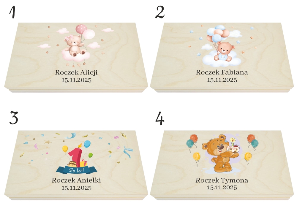 Prezent na roczek pierwsze urodziny pudełko drewniane personalizacja na pieniądze banknoty.jpg