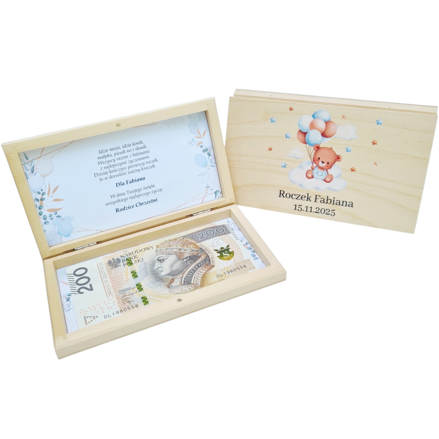 Prezent na roczek pierwsze urodziny pudełko drewniane personalizacja.jpg