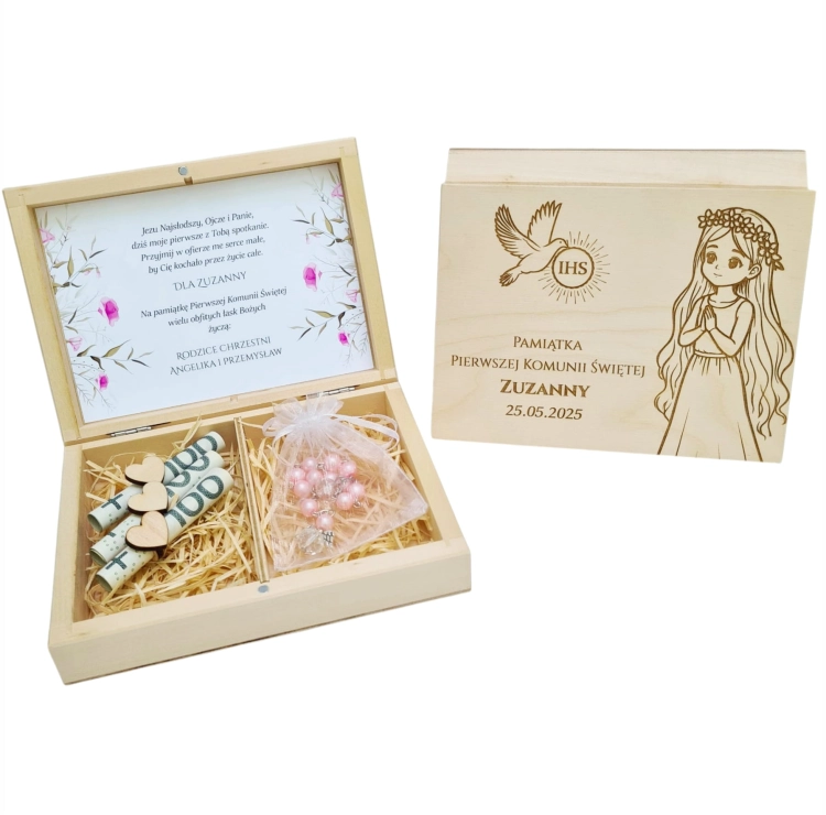 Pamiątka I Komunii Świętej  personalizowana pamiątka drewniane pudełko.jpg