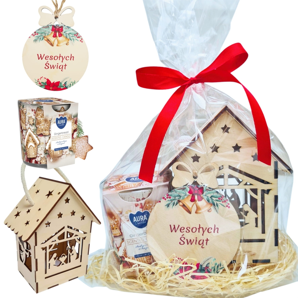 Zestaw prezentowy świąteczny prezent dla pracowników pani nauczyciela babci cioci lampion bombka świeca zapachowa.jpg