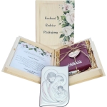 Podziękowanie ślubne  prezent dla Rodziców na ślub wesele ZESTAW pamiątka zdjęcie srebrny obrazek