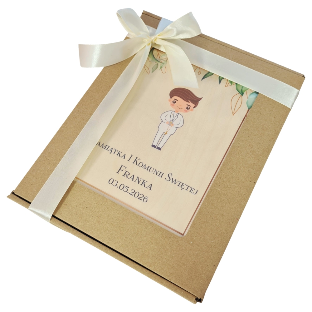 Zapakuj na Prezent Pamiątka Pierwszej Komunii Świętej zestaw pudełko personalizowane biblia obrazek.jpg