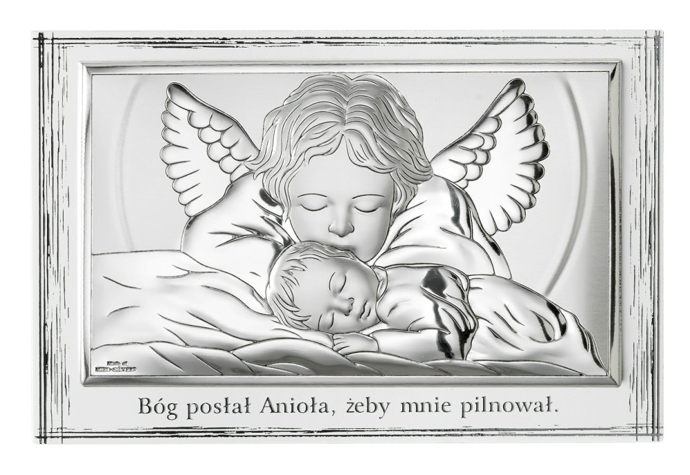 Srebrny obrazek Anioł Stróż Pamiątka Chrztu Świętego.jpg