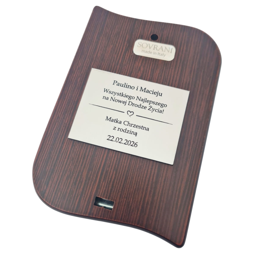 Prezent ślubny od Matki Chrzestnej Ojca Chrzestnego srebrny obrazek grawer na odwrocie obrazka.jpg