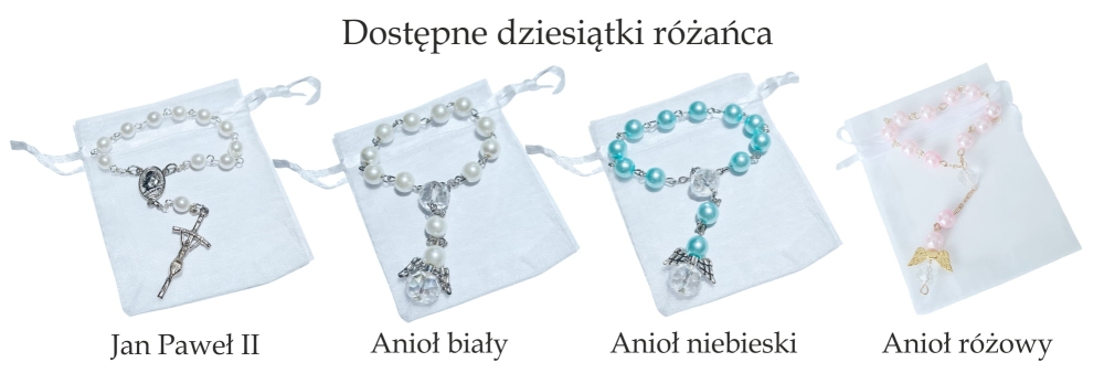 dziesiątka różańca Anioł lub Jan Paweł II dziesiątek na chrzest komunię dla dziewczynki i chłopca roz.jpg